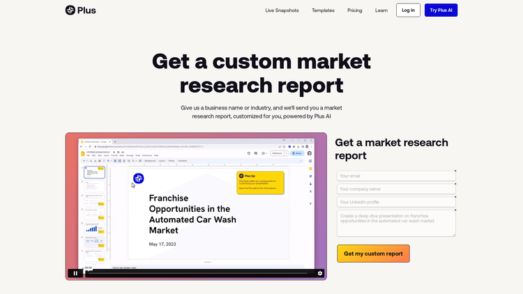 Free Market Research Report from Plus AI